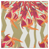 Tissu Botanique géométrique bordeaux (Échantillon)