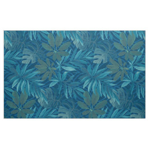 Tissu botanique tropical bleu marine Vintage