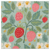 Tissu Botanique verte fraise (Fermer)