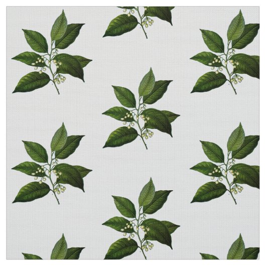 Tissu botanique vintage d'impression de feuillage (Échantillon)