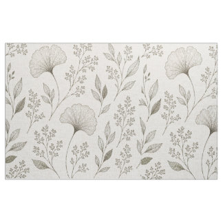 Tissu Botaniques Murmurants | Floral Ginkgo Olive