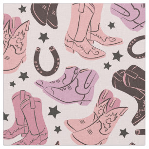 Tissu Bottes de cowgirl roses western rodeo fille du sud