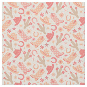 Tissu Bottes et chapeaux de cowgirl groovy Peach Fuzz