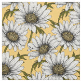 Tissu Bouches blanches, fleurs sauvages sur jaune (Échantillon)