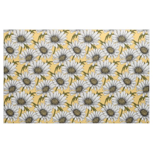 Tissu Bouches blanches, fleurs sauvages sur jaune (Fat Quarter)