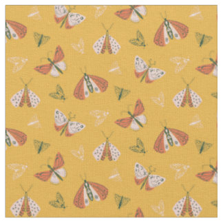 Tissu Bouches d'Ecru Orange Whimsical