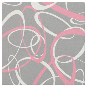Tissu boucles roses et blanches sur motif géométrique gr