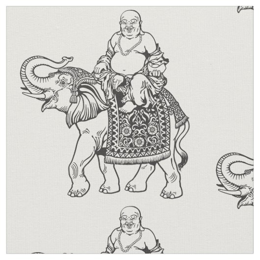 Tissu Bouddha assis sur un éléphant (Fermer)
