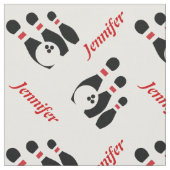 Tissu Boule de Bowling épingles rouge noir avec nom pers (Fermer)