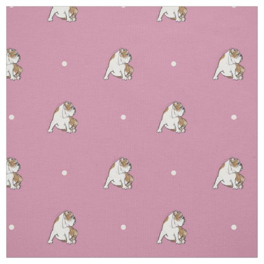 Tissu Bouledogue de point de polka (Échantillon)