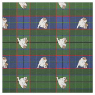 Tissu Bouledogue vert de tartan