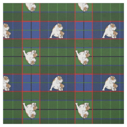 Tissu Bouledogue vert de tartan (Échantillon)