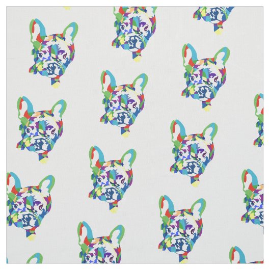 Tissu Bouledogues français bleu vert (Échantillon)