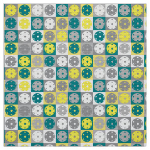 Tissu Boulettes jaunes, vertes et grises