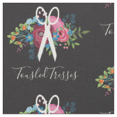 Tissu Bourgogne rose Roses ciseaux blancs Salon de coiff (Fermer)