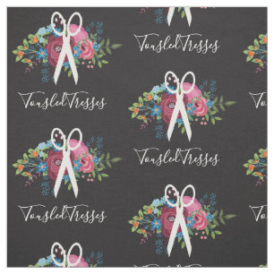 Tissu Bourgogne rose Roses ciseaux blancs Salon de coiff