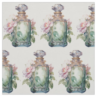 Tissu Bouteille de parfum Art Déco Opulence Vert