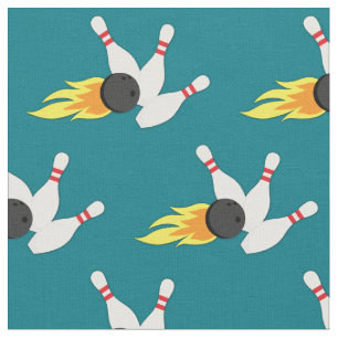 Tissu Bowling Balls et Flammes Pins Sports