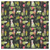 Tissu Boxe Dog hula tropical black (Échantillon)