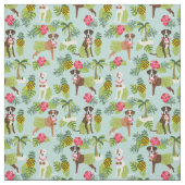 Tissu Boxe Dog hula tropical bleu clair (Échantillon)