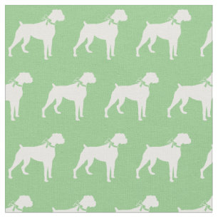 Tissu Boxer Chien Silhouette Animal Sage Vert