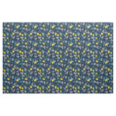 Tissu Branches de citron avec fleurs et fruits sur le bl (Yard)