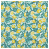 Tissu Branches de citron bleu et jaune (Échantillon)