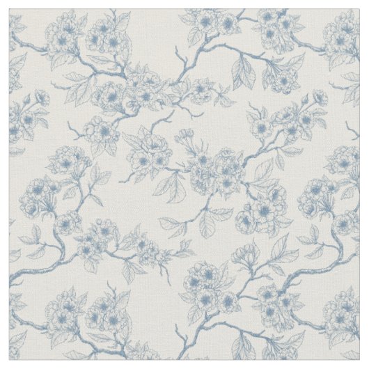 Tissu branches de fleurs de cerisier en bleu et blanc ca (Fermer)