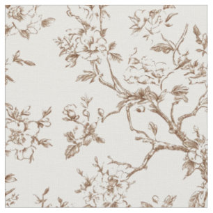 Tissu Branches Florales Sépia Délicates