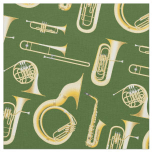 Tissu Brass Instruments Musique de groupe Décor vert