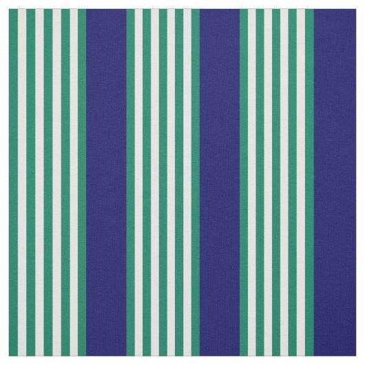 Tissu Brayures blanches et vertes motif avec bleu marine (Échantillon)