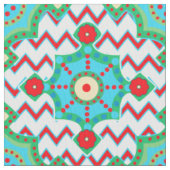 Tissu Bright Boho | Aqua et Red Chevron (fermé)