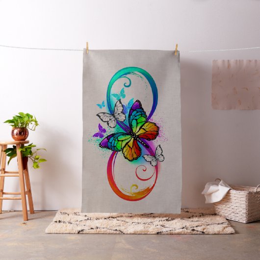Tissu Bright infinity with rainbow butterfly (In Situ)