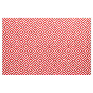 Tissu Bright Red Ikat Diamond Carrés Mosaic Art Motif