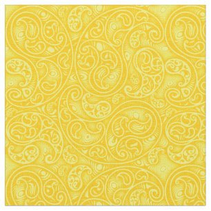 Tissu Bright Yellow Paisley Boteh se frotte et tourne