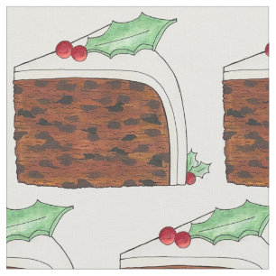 Tissu British Christmas Cake Slice Festive Gastronomie d