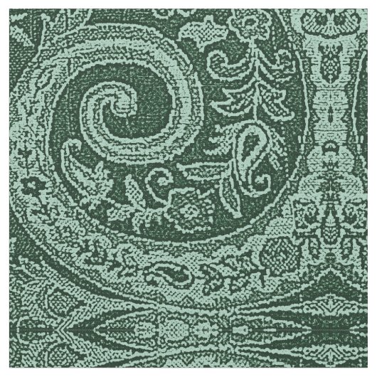 TISSU BROCADE FLORALE VERT (Fermer)