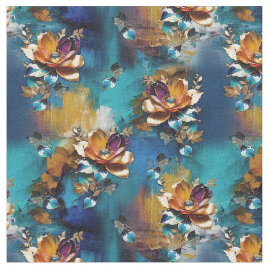 Tissu bronze Abstrait, style baroque bleu or (Fermer)