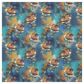 Tissu bronze Abstrait, style baroque bleu or (Échantillon)