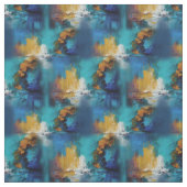 Tissu bronze Abstrait, style baroque bleu or (Échantillon)