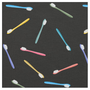 Tissu Brosses à dents colorées Cute Pastel Motif Noir