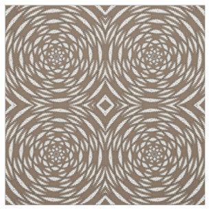 Tissu Brown blanc kaléidoscope circulaire Motif d'impres