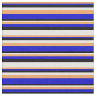 Tissu Brown, Bleu, Noir & Blanc Grandes Motifs