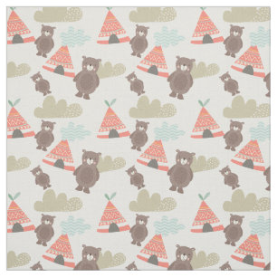 Tissu Brown d'ours et de tipis