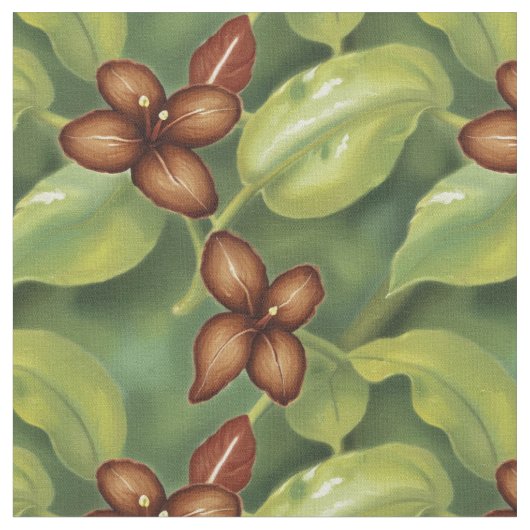 Tissu Brown fleurs tropicales (Fermer)