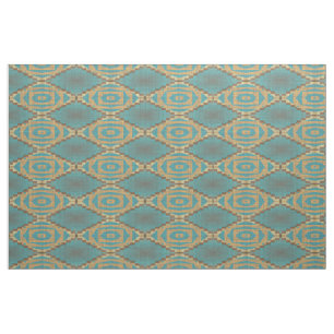 Tissu Brown Turquoise Bleu Vert Taupe Beige Ethnique