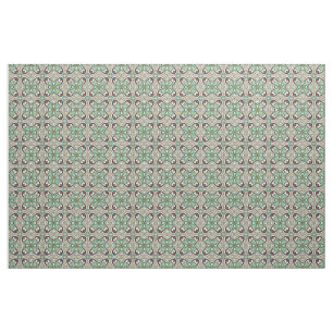 Tissu Brown Turquoise Blue Retro Nouveau Déco Motif