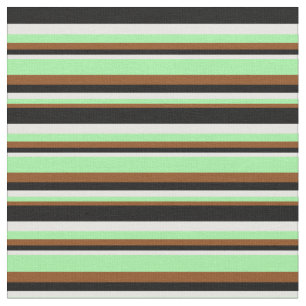 Tissu Brown, vert, blanc et noir Motif de bandes