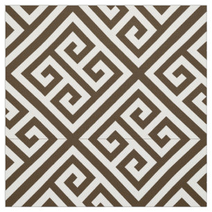Tissu Brun foncé, motif principal grec blanc #1 de Med