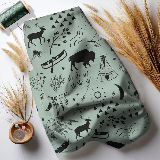 Tissu Buffalo Adventures Black avec n'importe quelle cou